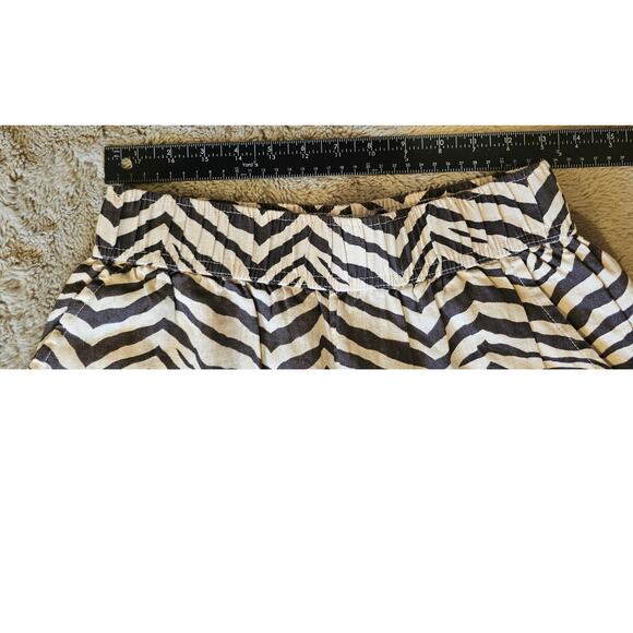 Tahari 100% Linen Pants, Wide-Leg Elastic Waist Zebra Animal Print Sz S New - Picture 4 of 9